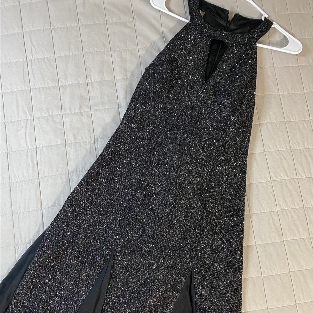 Nightway Womens Glitter Short Party Dress Black